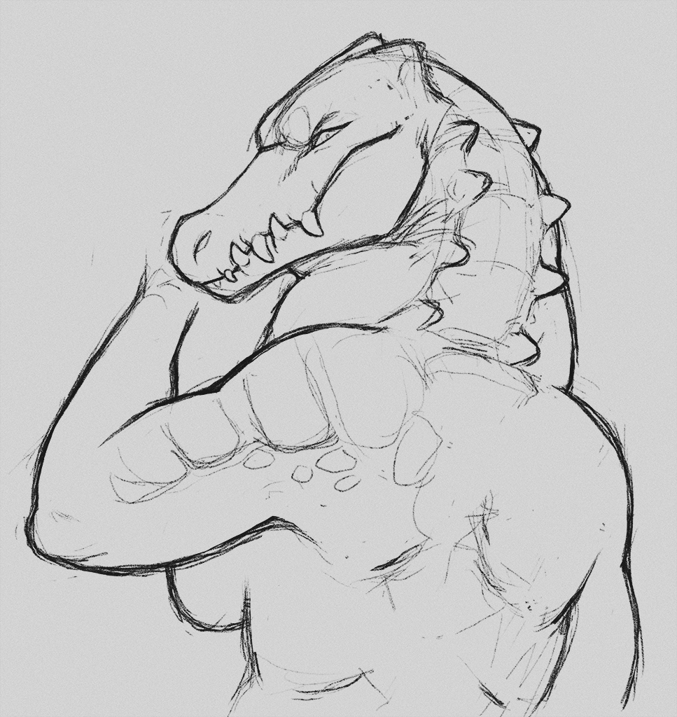A warm-up sketch of a big gator lady