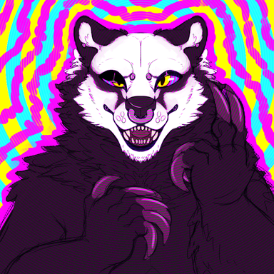A drawing of an anthro badger