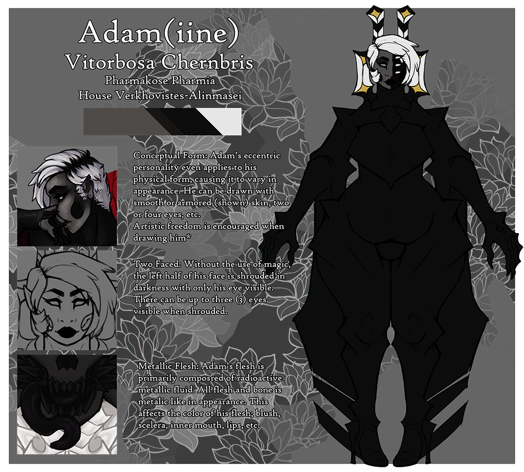 A reference sheet for Adam, a Pharmia