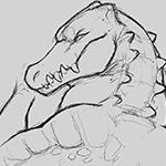 A warm-up sketch of a big gator lady